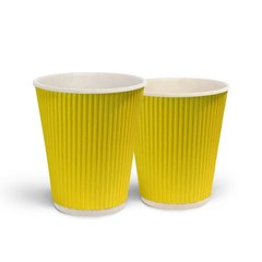 Бумажные стаканчики гофрированные Желтый 110 мл 25 шт