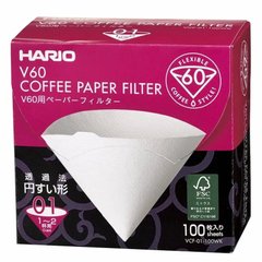 Фильтр бумажный для пуровера белый Hario V60 01 100 шт картон